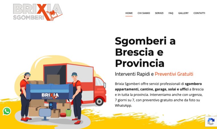 Il sito di Brixia Sgomberi realizzato da MA! Creative Studio