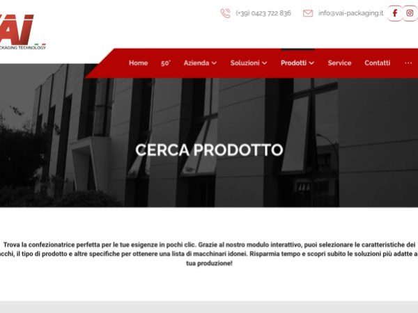 Il sito di V.A.I. Packaging realizzato da MA! Creative Studio