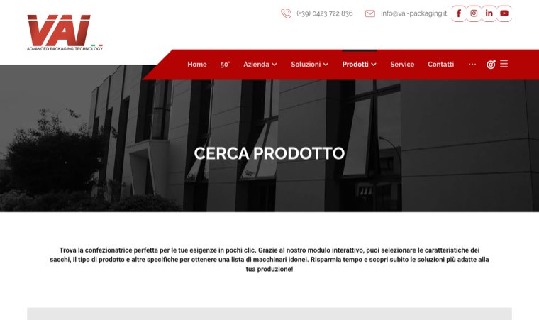 Il sito di VAI Packaging realizzato da MA! Creative Studio