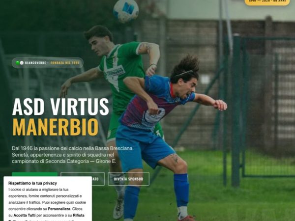 Il sito di ASD Virtus Manerbio realizzato da MA! Creative Studio